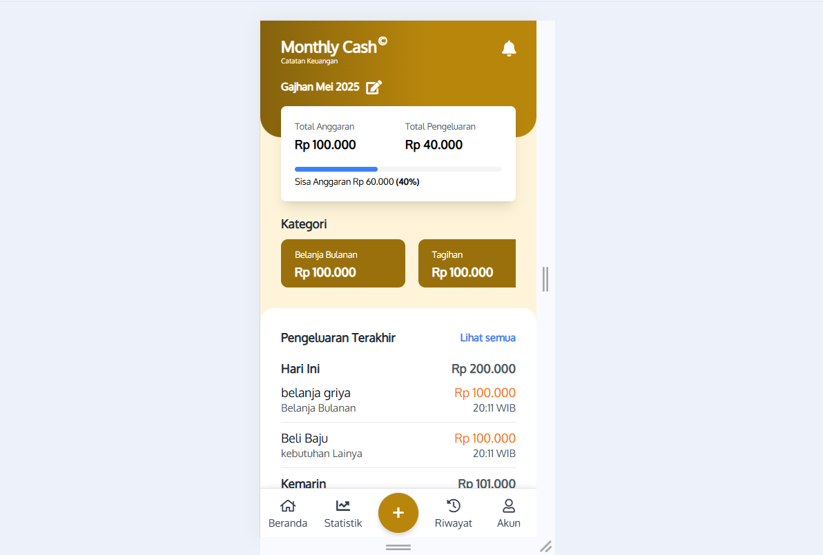 Monthly Cash (Catatan Keuangan)
